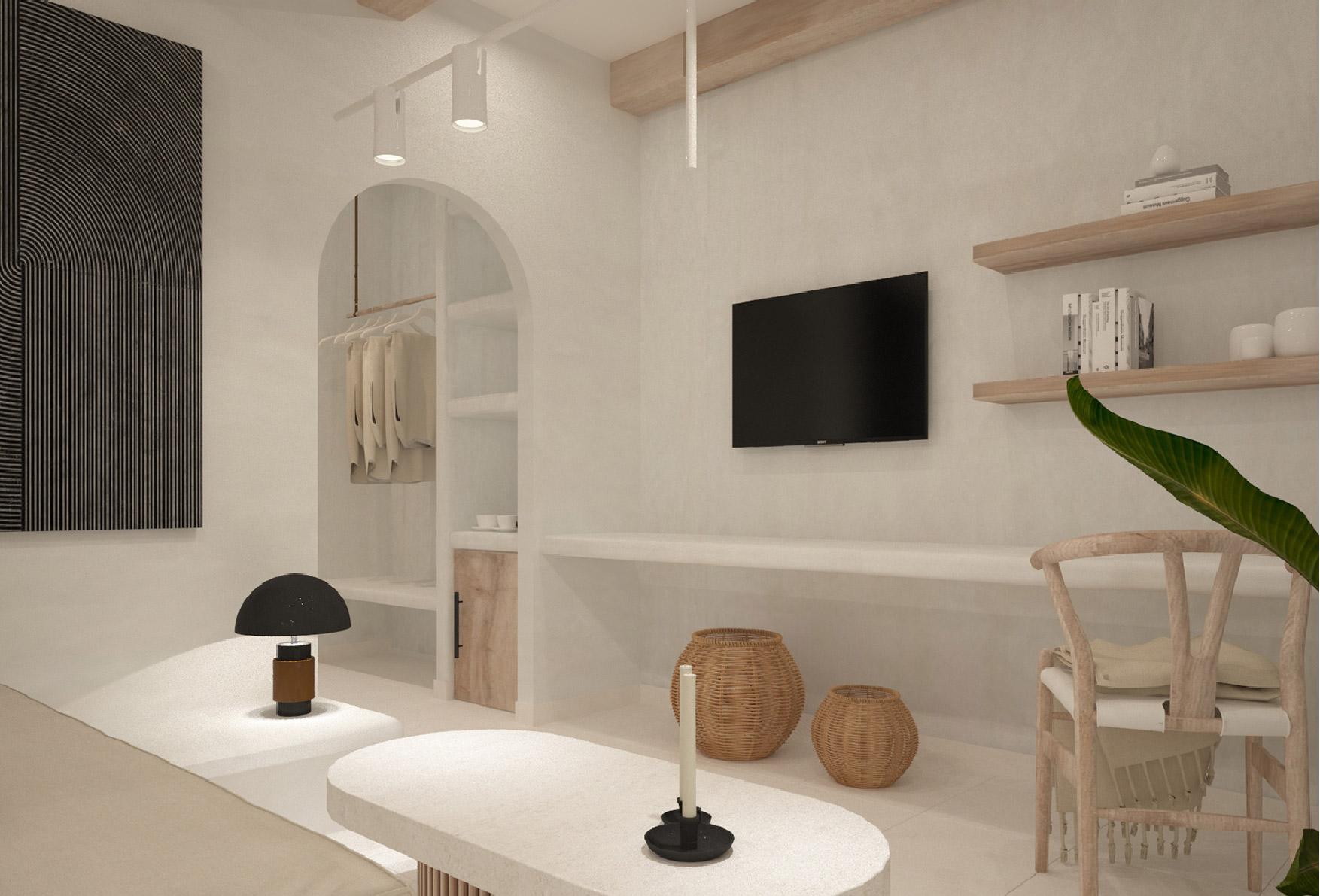 Aelia Luxury Suites Karterados  Exterior foto A 3D rendering of a living room