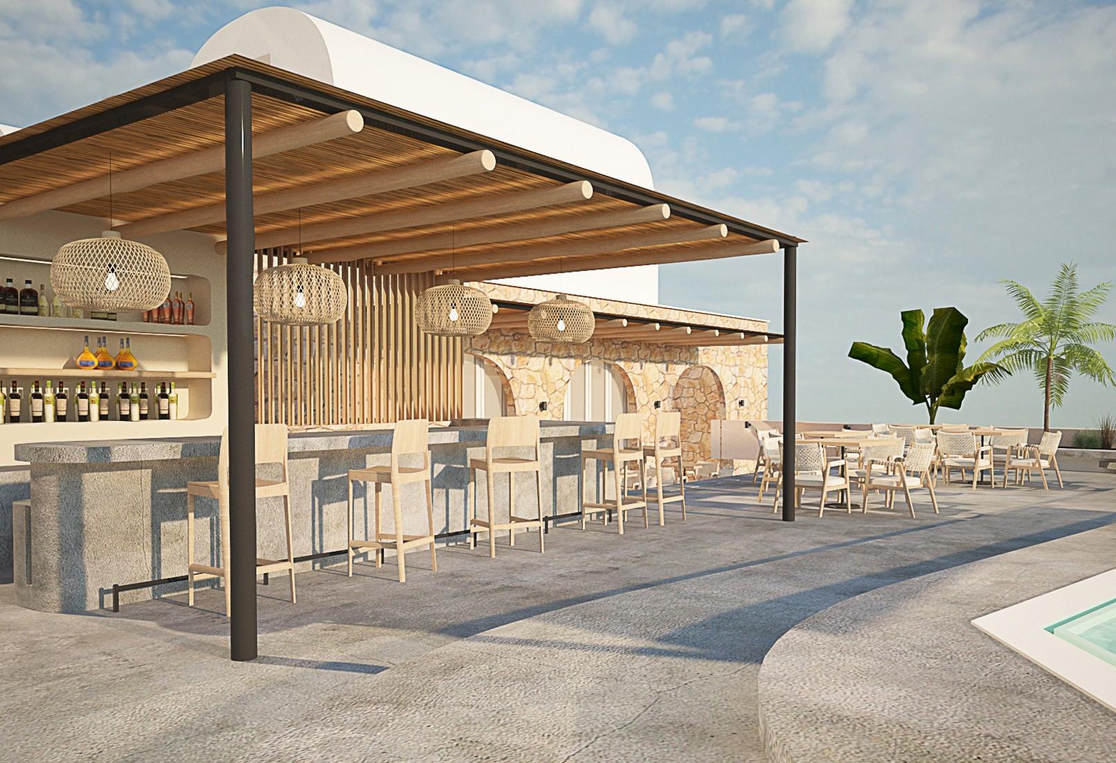Aelia Luxury Suites Karterados  Exterior foto 3D rendering of a pool bar